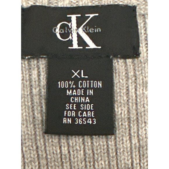 Calvin Klein Mens XL Gray Ribbed All Cotton Half Zip Sweater - Picture 3 of 8